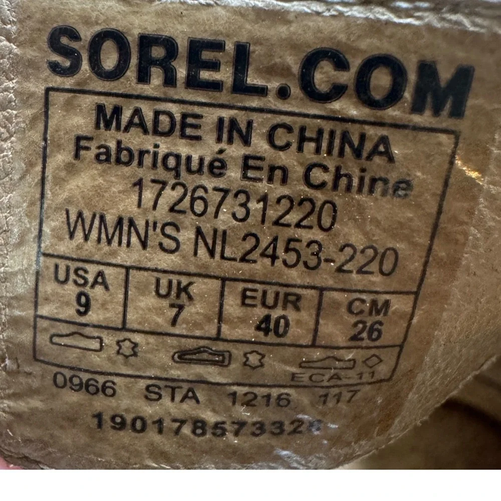 Sorel Joanie Lace Wedge Sandals Womens 9 Ash Brown‎ Excellent Leather NL2453-220